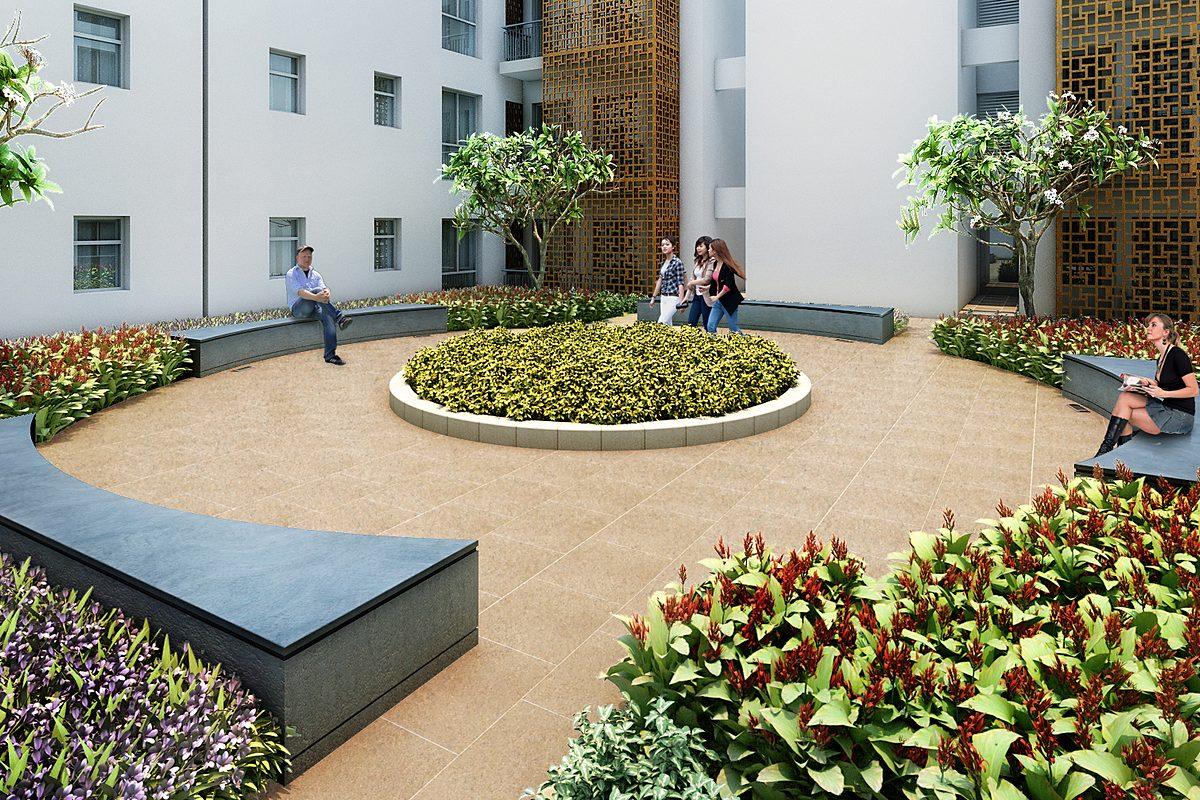 A private landscaped court between the blocks (artist's impression)